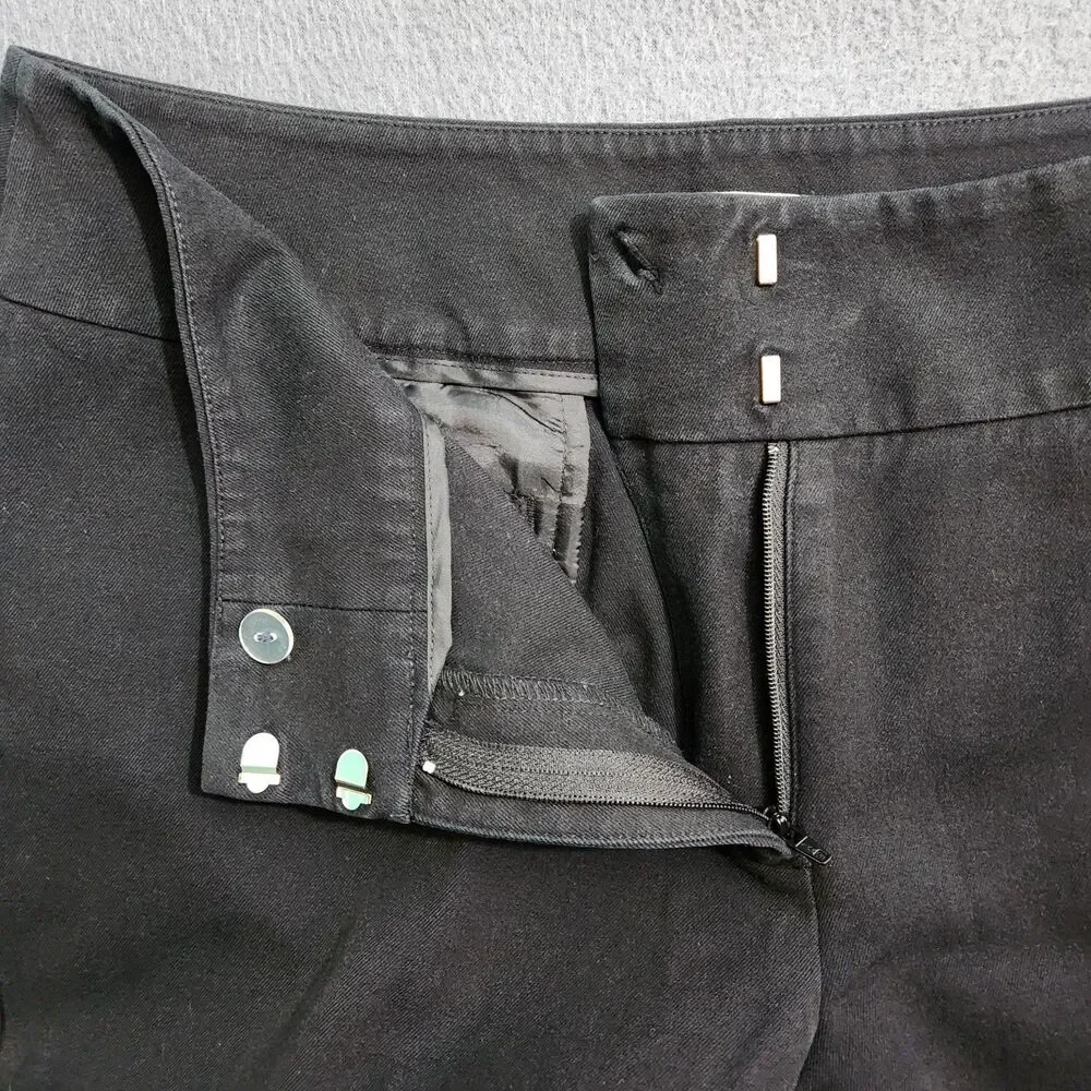 Chico's Pants Women 1 US 8 Black Mid Rise Straight Leg Chino